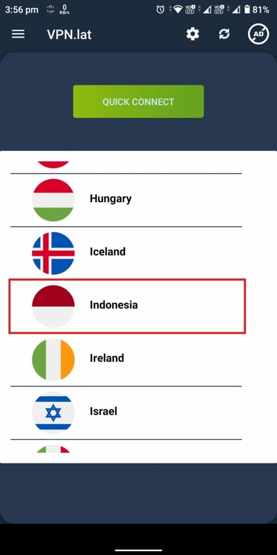 Connect to Indonesia Server