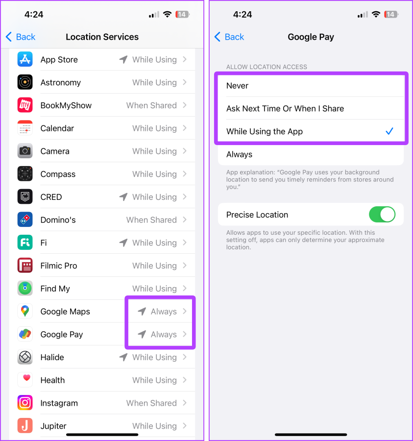 Location Services Settings iPhone
