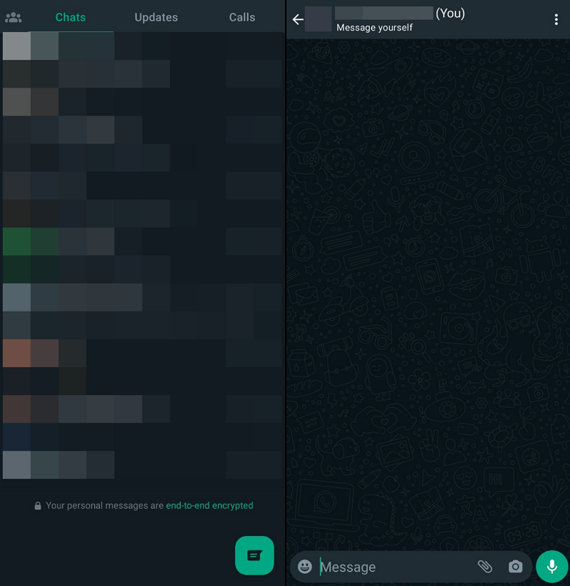 Message yourself on WhatsApp