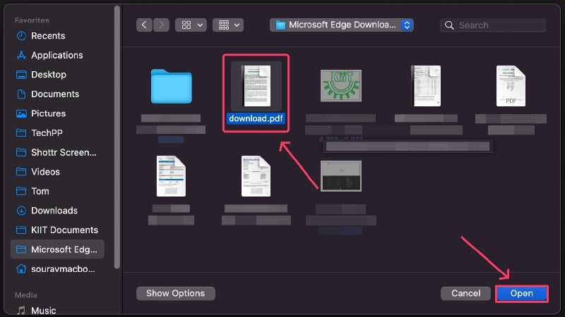 Select required PDF
