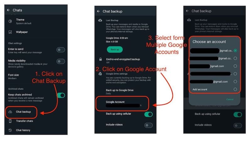 change default whatsapp backup account 1 change default whatsapp backup account