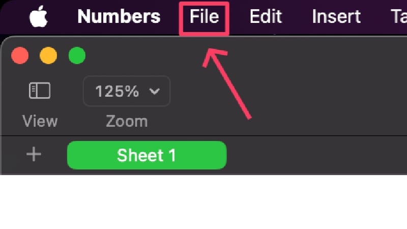 File icon in status bar (Numbers)