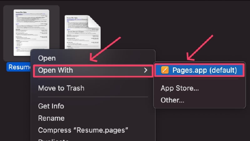 Open file with Pages