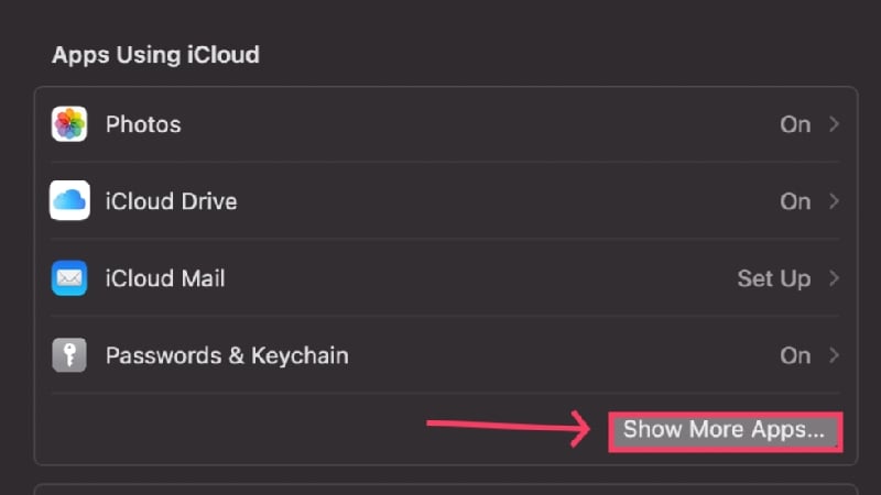 show more apps show more icloud apps
