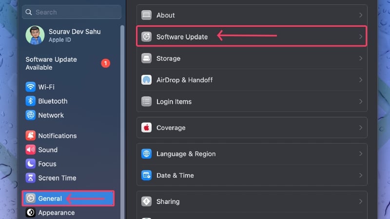 software update software update settings