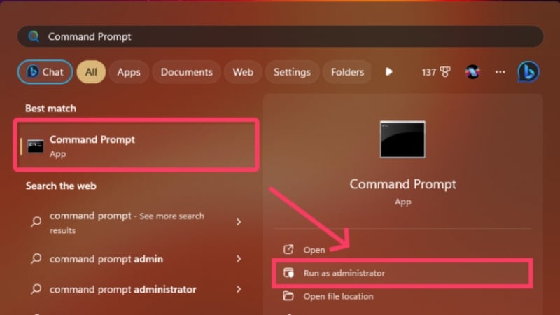 open command prompt run command prompt as administrator