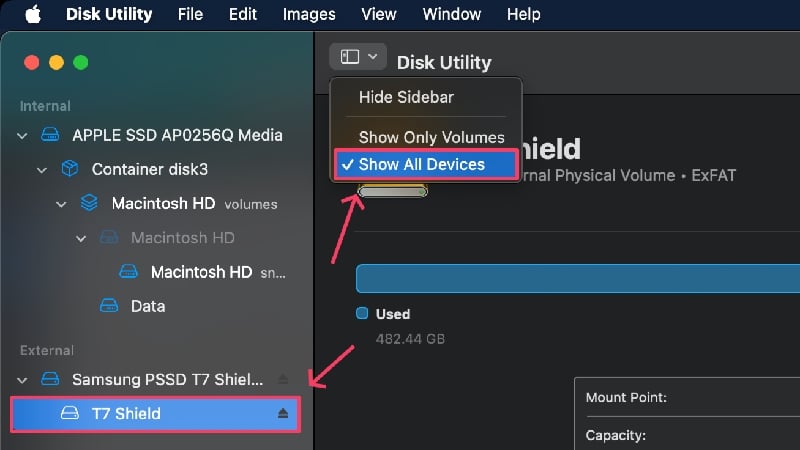 Show all devices in Disk Utility