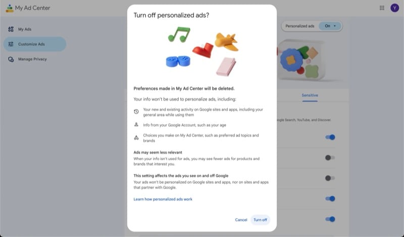 turn off alcohol and gambling ads on youtube 5 turning of personalized ad in my ad center.