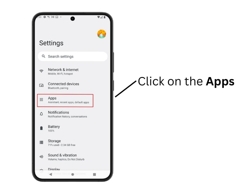 Apps settings on phone