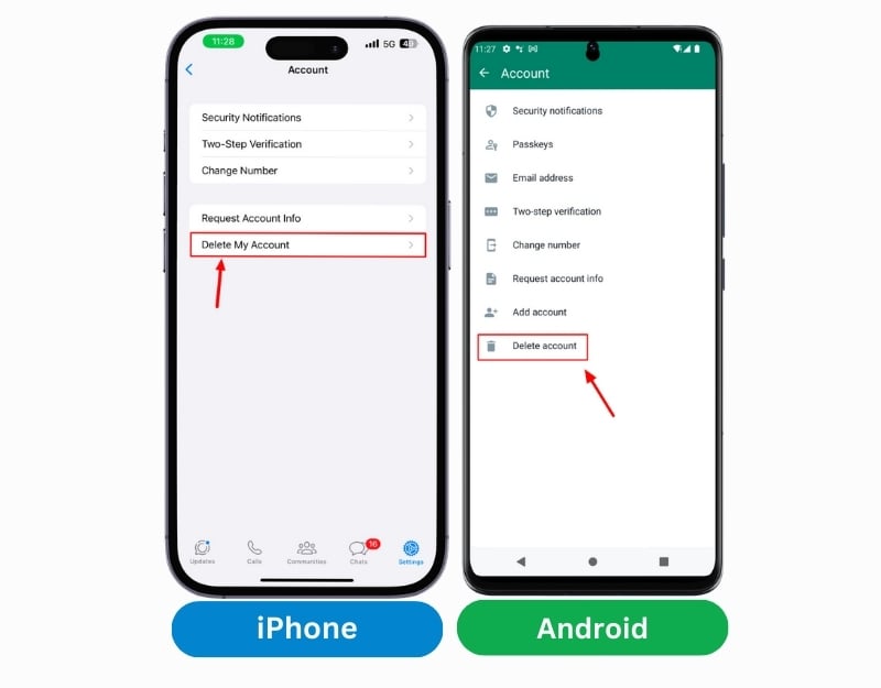 Delete your whatsapp account