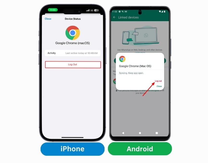 Whatsap logout from multiple devices on Android and iPhone