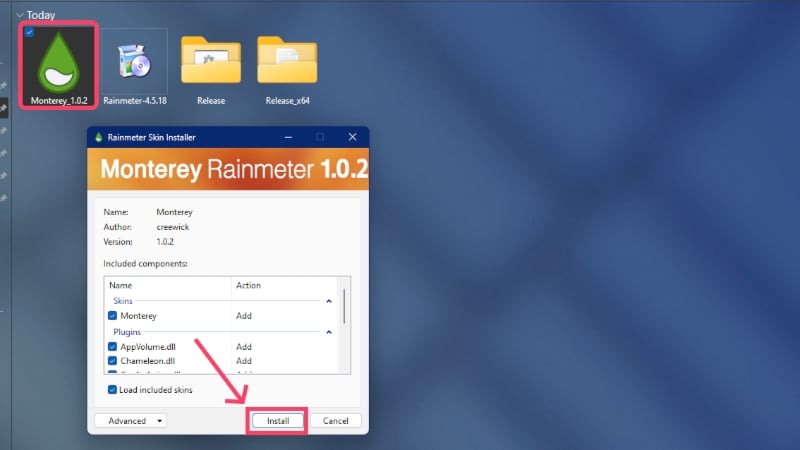 установить монтерейский дождемер Установите скин Monterey Rainmeter