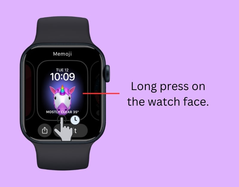 Long press on the Apple Watch