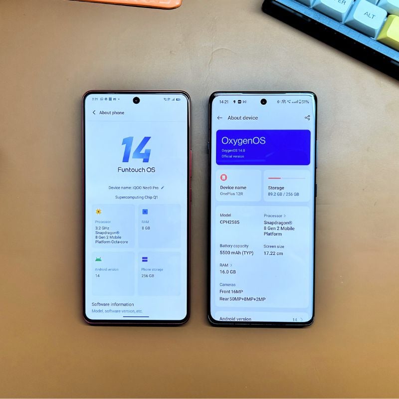 software on both software and specs of neo 9 pro and 12r