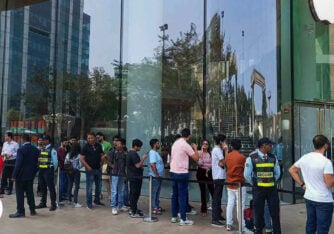 Standing in line to buy a new phone
