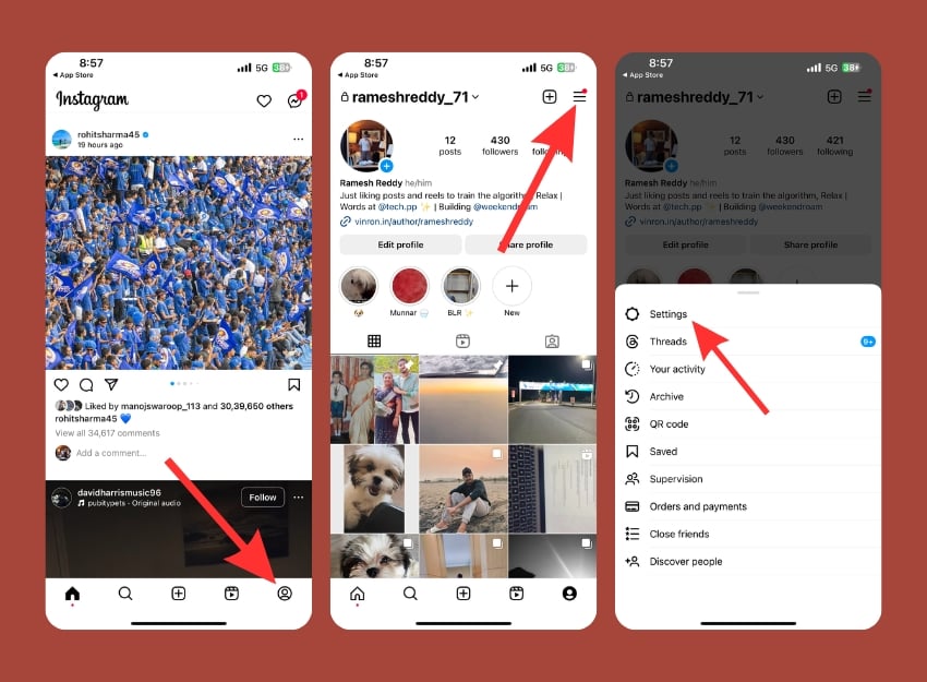 Instagram main settings