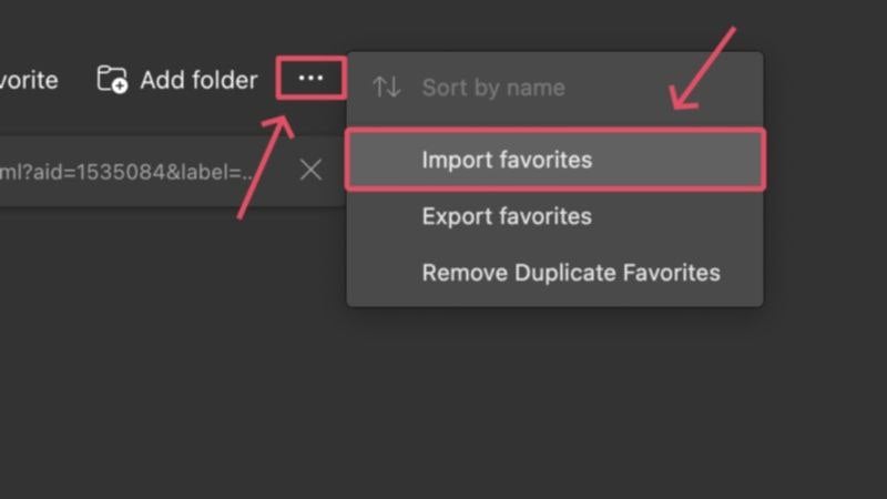 edge import bookmarks import favorites in edge
