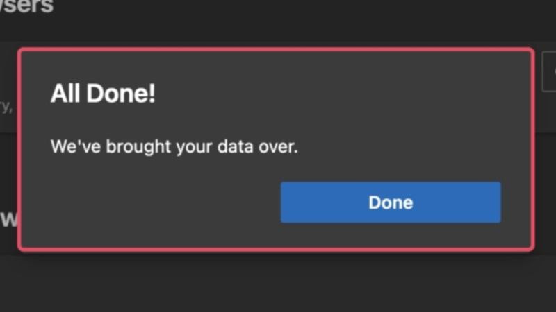 edge import successful bookmarks transferred successfully to edge