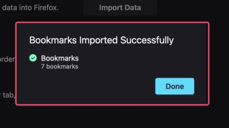 firefox import successful bookmarks imported to firefox