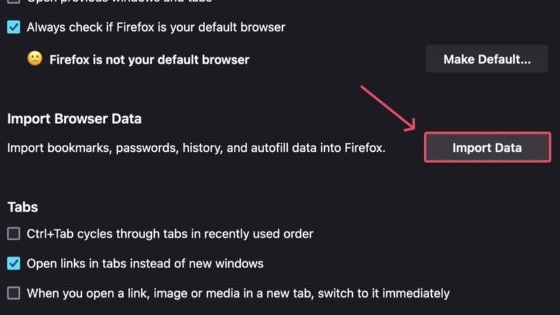 import data import browser data to firefox