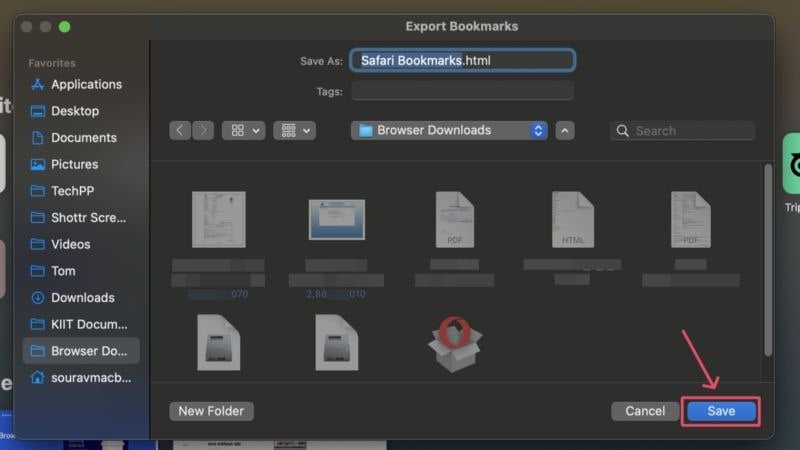 safari export file save safari's exported file