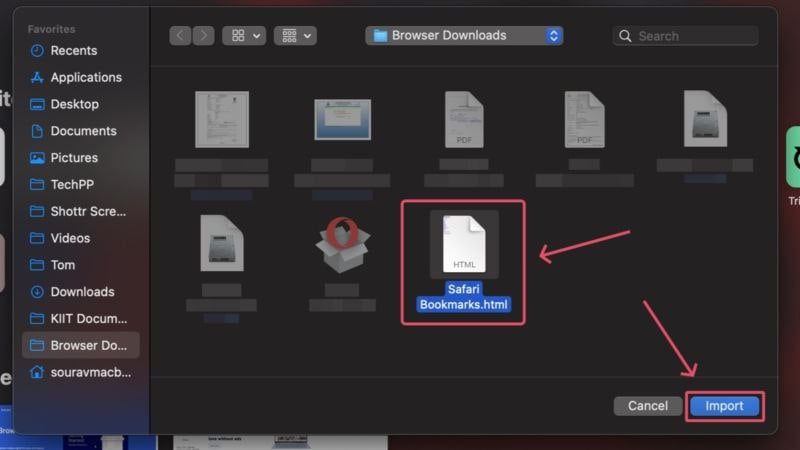 safari import file import bookmark file to safari
