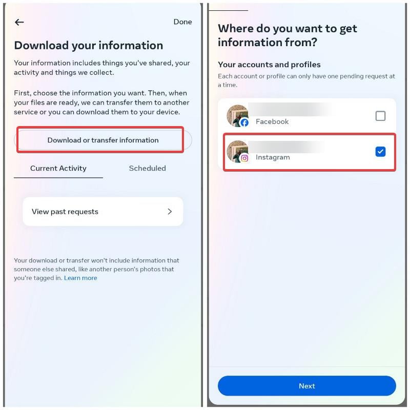 Download your IG information