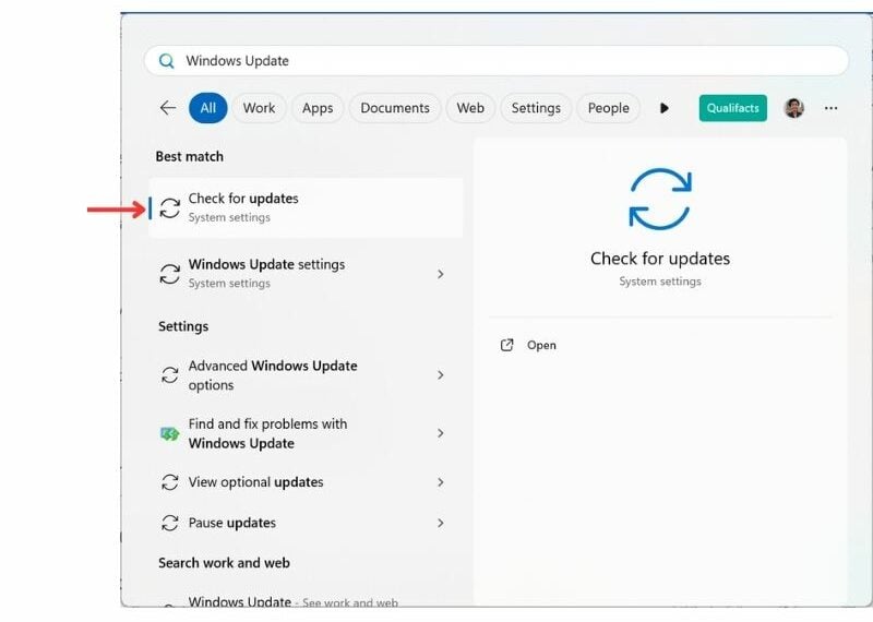 Checking for Windows updates to fix laptop lag