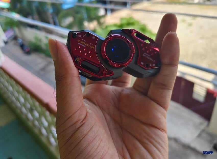 Nu Republic earbuds in hands