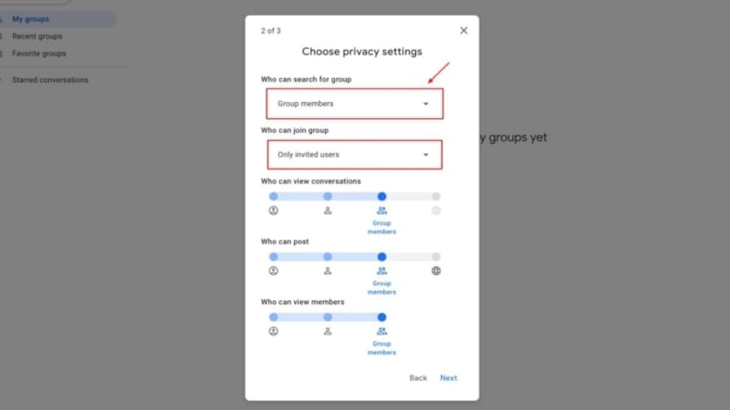 Set group parameters