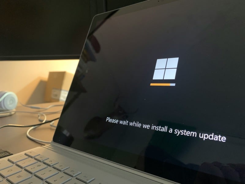 System update screen on a Windows laptop.