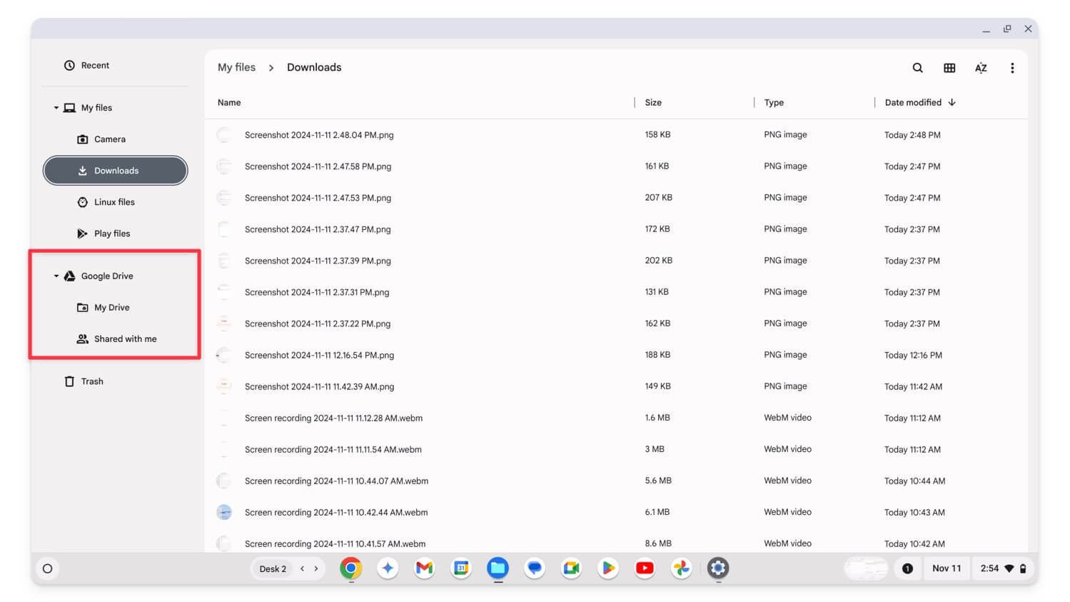 Chromebook tranfer data to Google Drive