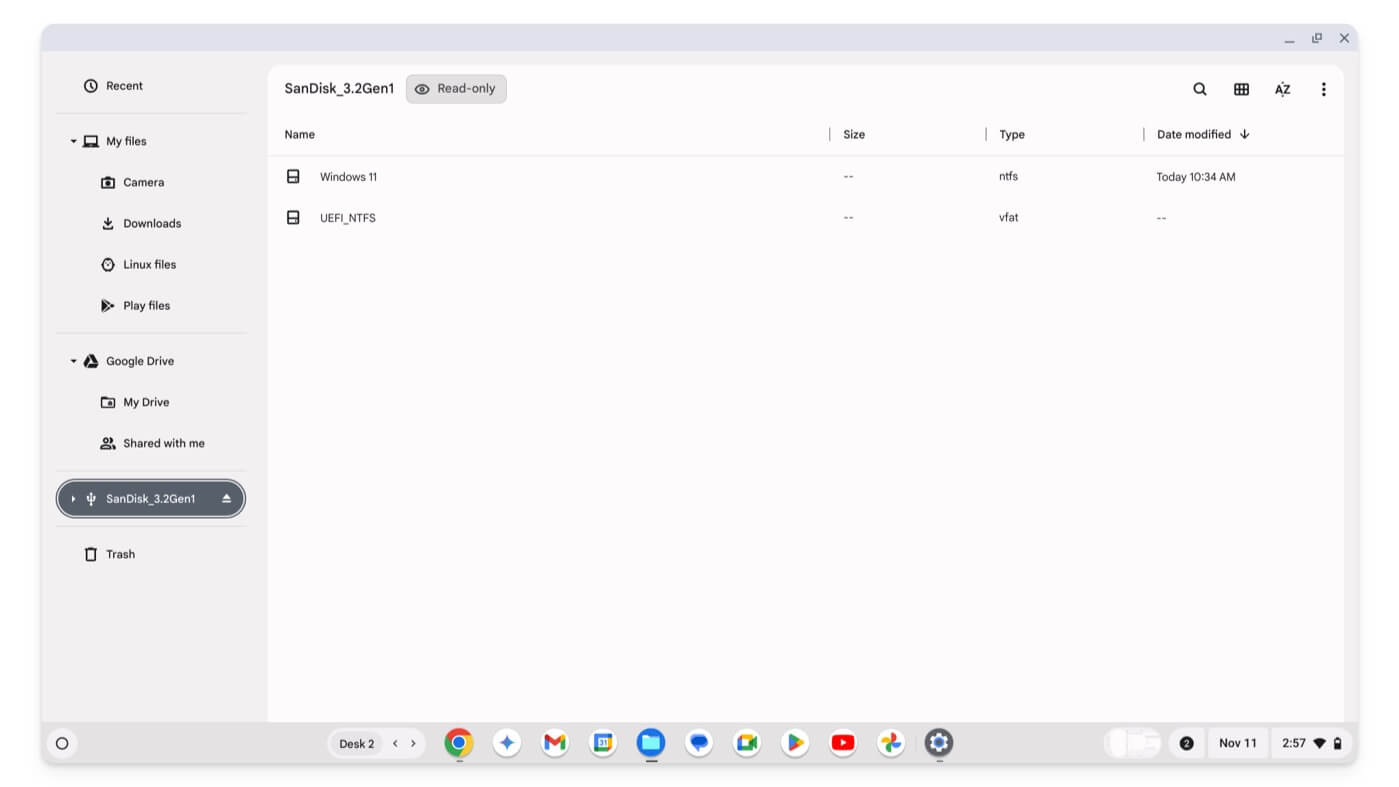 Chromebook tranfer data to external devices