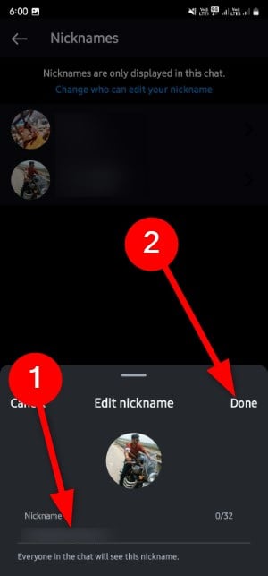 Enter the nickname on Instagram