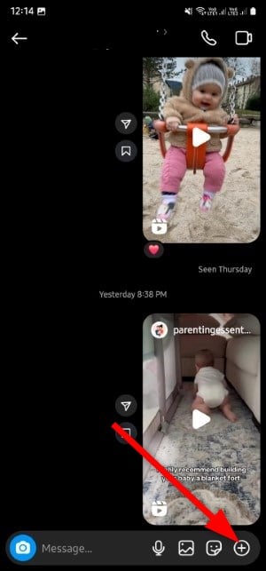 Plus icon instagram dm