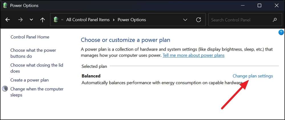 Change plan settings