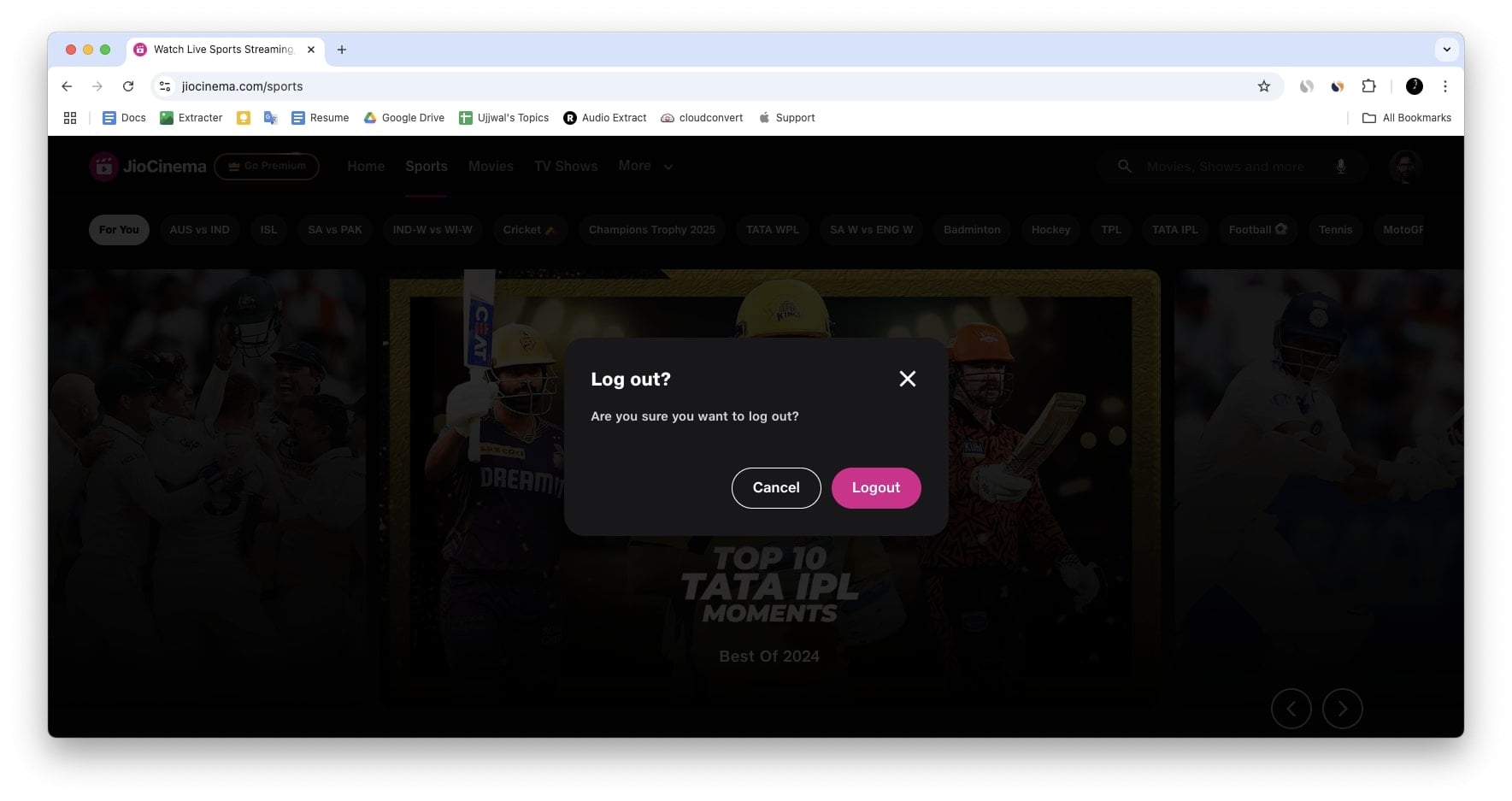 Logout confirmation
