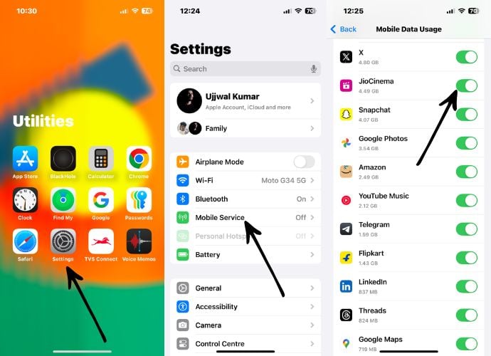 Enable Mobile Data Usage for Jio Cinema