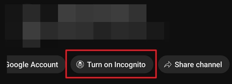Turn on incognito on YouTube