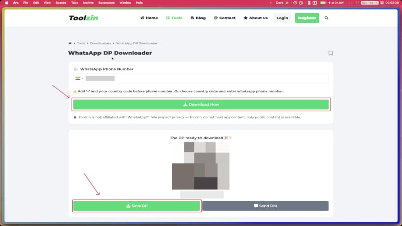 Online tools to save WhatsApp profile picture