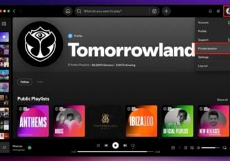 Enabling the Private Session feature in the Spotify desktop app on a Mac.