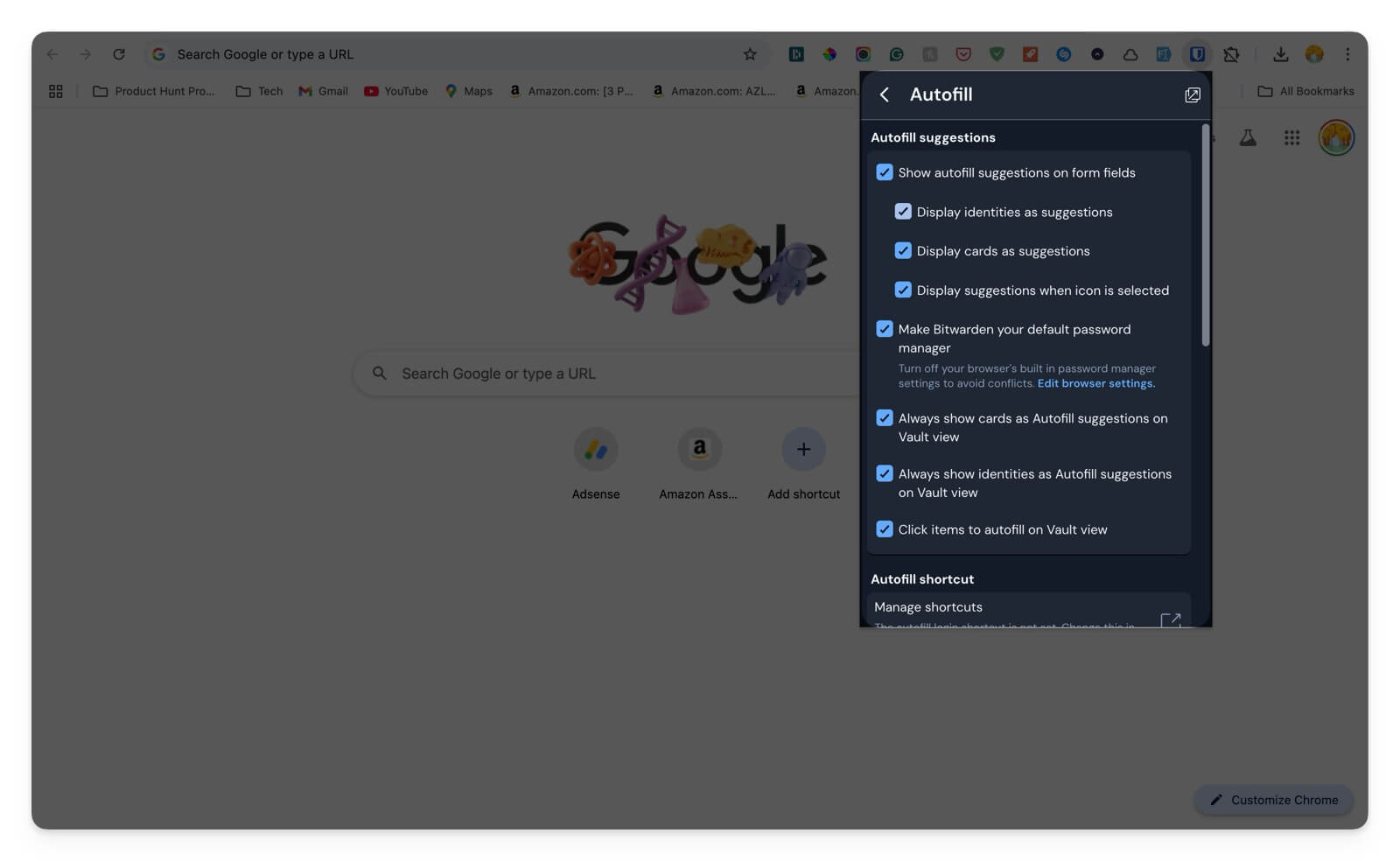 Bitwarden Auto full suggestions