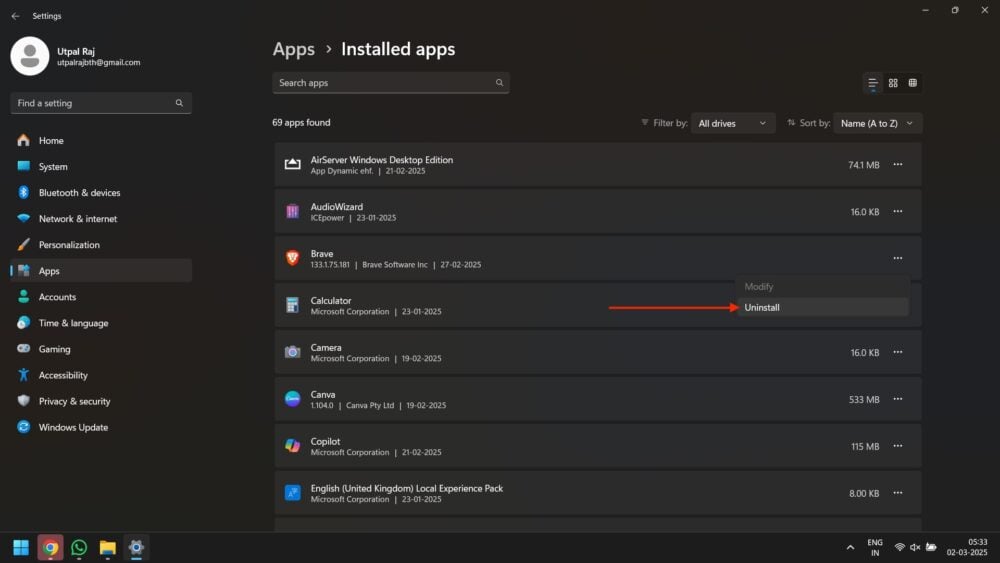 Uninstall