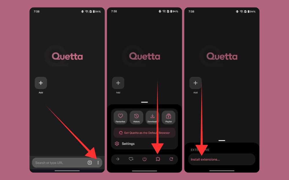 How to install extensions on mobile using Qeutaa browser