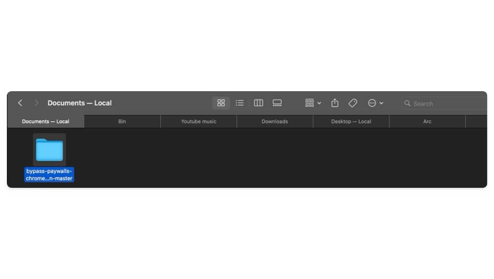 Select the folder with extension