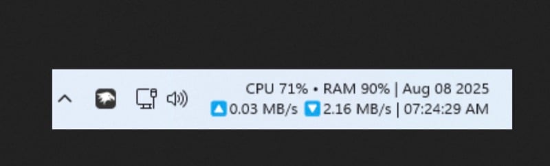 best windhawk mods 10 System performance metrics on the Windows 11 taskbar.