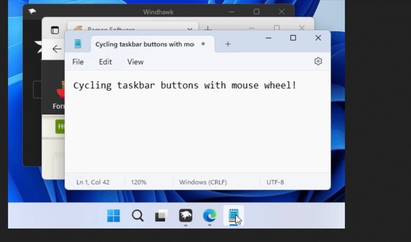 best windhawk mods 8 Cycling through open windows on a Windows 11 computer using mouse wheel.
