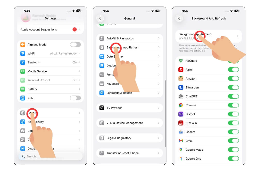 Disable background app refresh on your iPhone