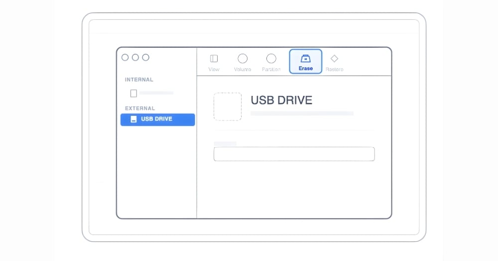 Now user need to erase the USB drive