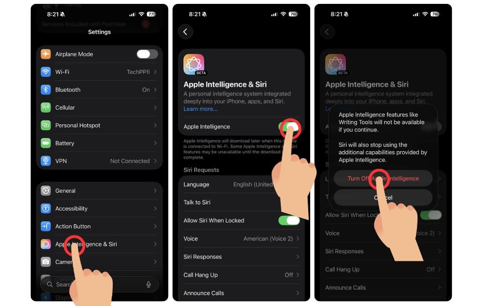 Turn off Apple Intelligence on your iPhone